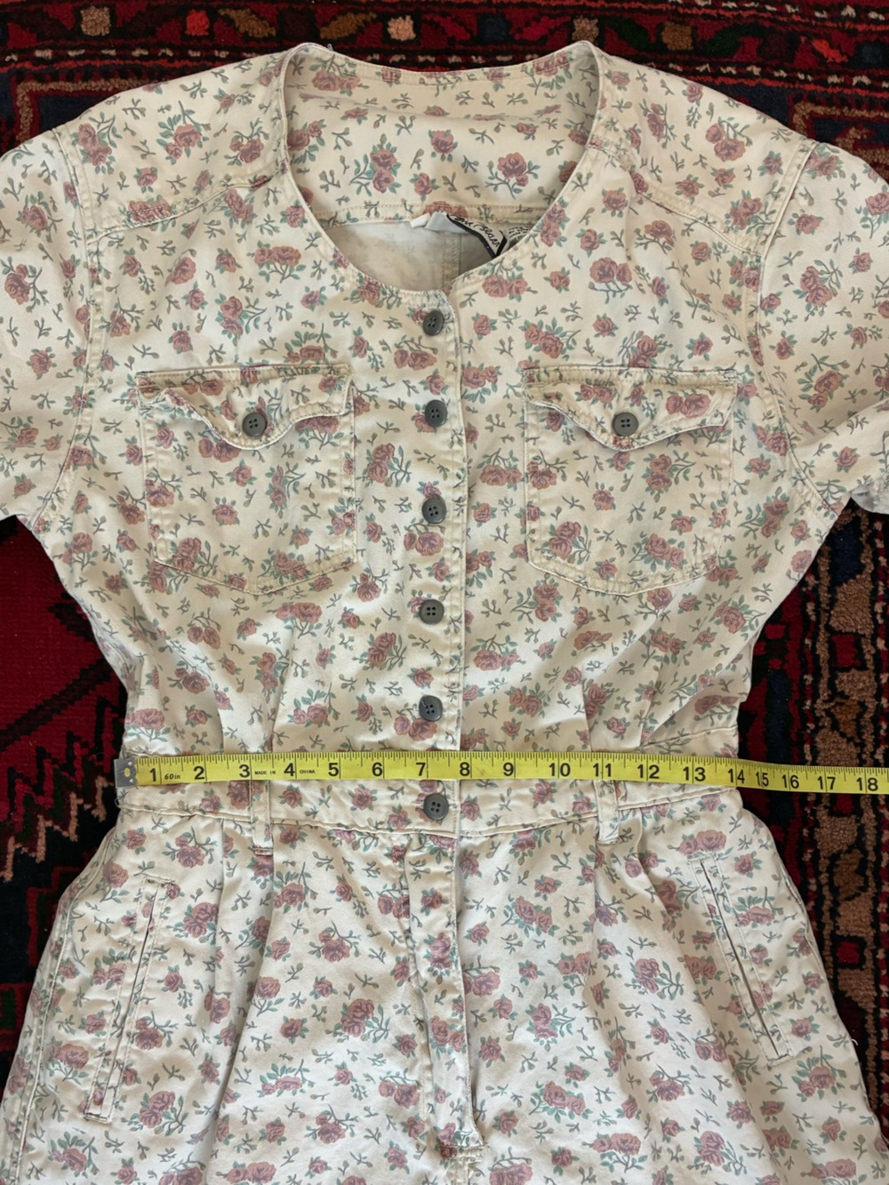 Vintage 90s Bill Blass Floral Jean Romper - Picture 5 of 10